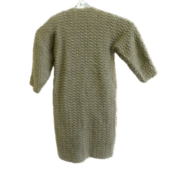 Vintage Boucle Wool Duster Jacket Pockets Open Front Lined Embellished Beige 6 - Picture 4 of 15